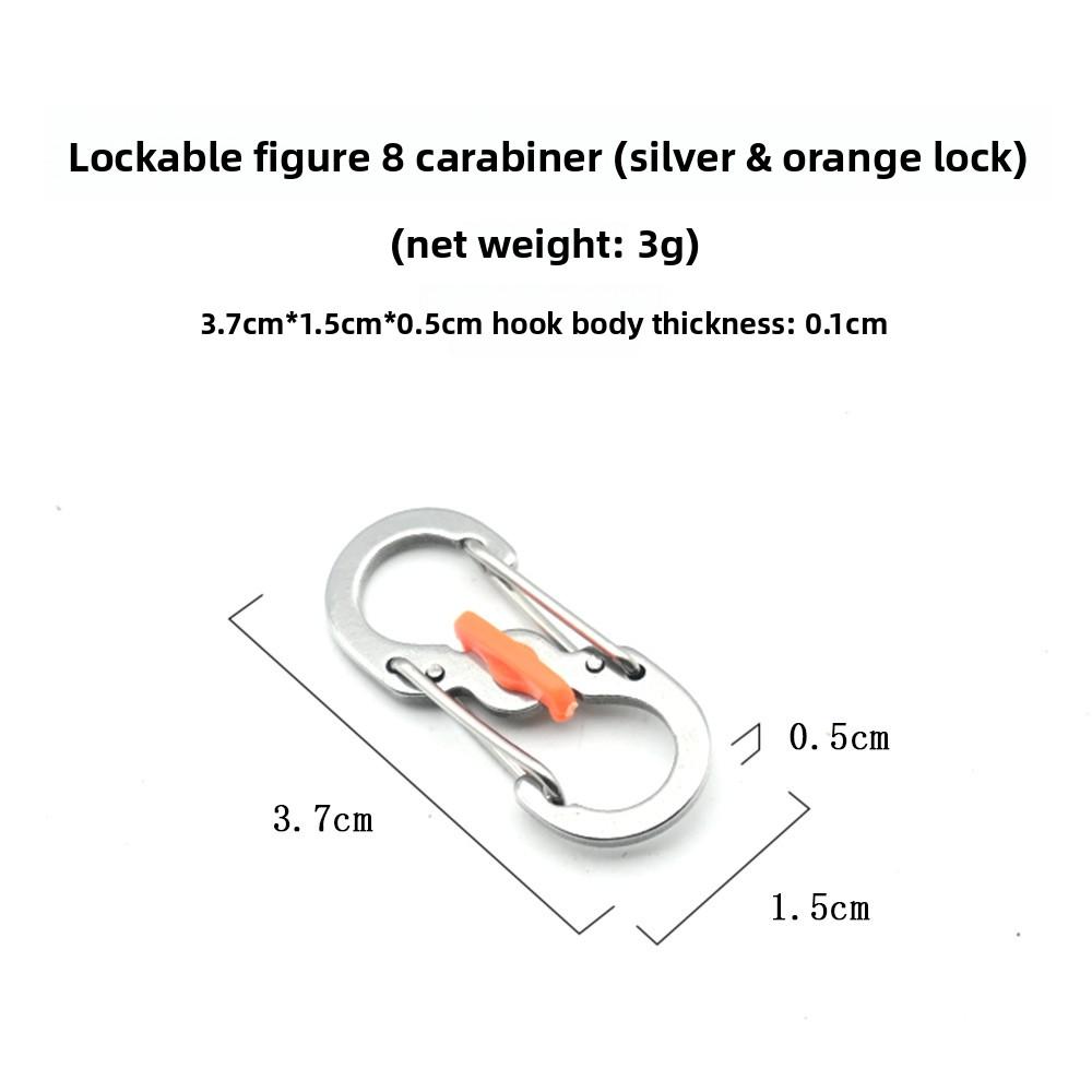 Outdoor travel backpack with lock figure 8 buckle anti-theft anti-fall S buckle stainless steel keychain key hook buckle
