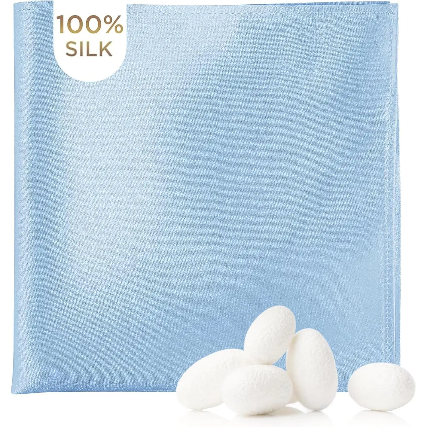 Men's 100% Silk Plain Light Blue Pocket Square, 11x11 in Formal Handkerchief for Tuxedo Suits, Weddings, Pocket Squares