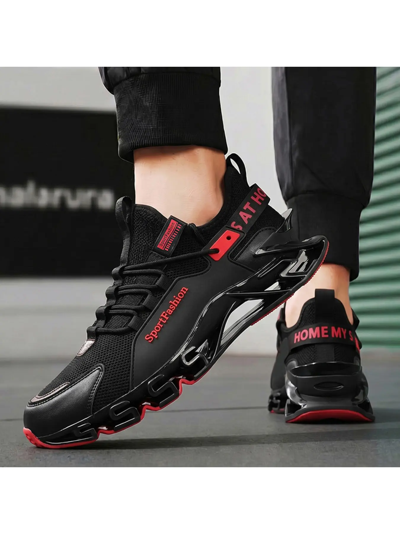 Men's Blade Chunky Sneakers Breathable Mesh Non-Slip Shock Absorbing Fashion Running Walking Shoes Trainer