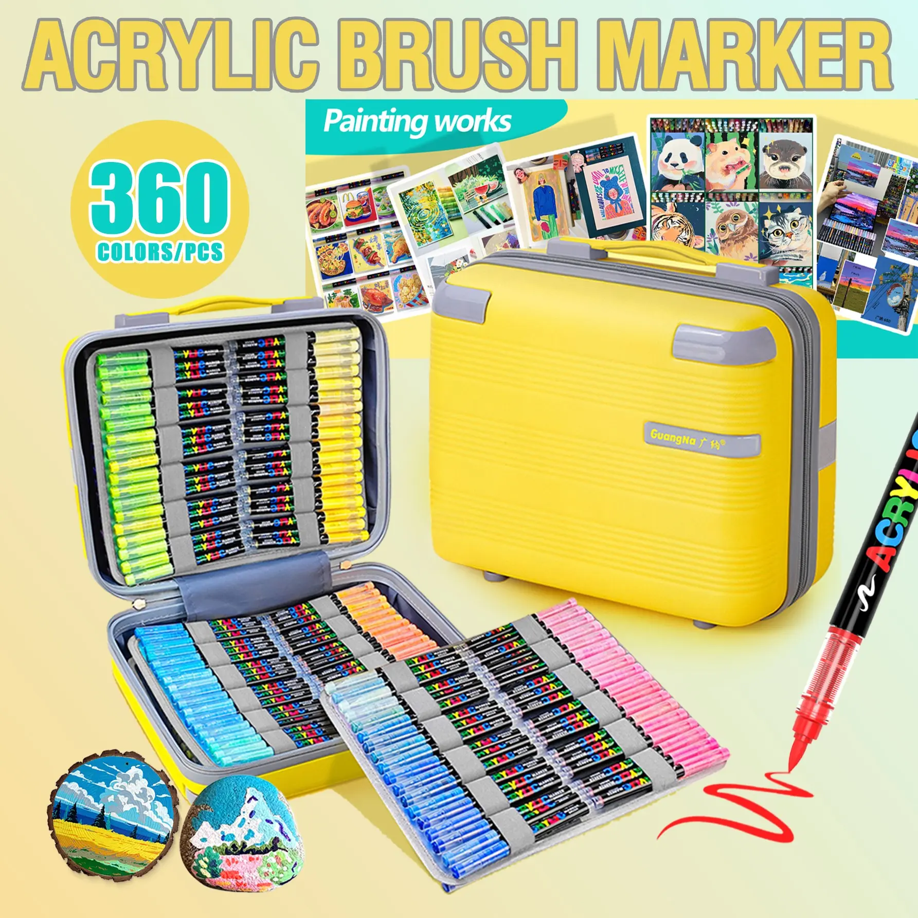 360 Colors Acrylic Paint Marker Set, Waterproof Fast-Drying Markers, DIY Art Supplies, Handwriting Cards, Office Drawing Tools, Back-To-School Gift