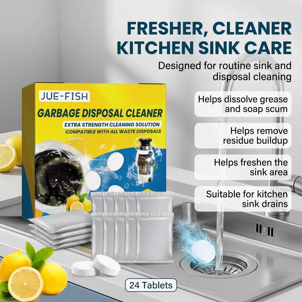 Kitchen Sink Cleaner Tablets, Effervescent Sink and Drain Cleaning Tabs for Dishwashing Sinks, Stains, Oil Residue, Grease Buildup, Food Scraps, Odor Care, Slow Drain Maintenance, Pipe Cleaner, Sink Deodorizer and Daily Home Kitchen Sink Care Use