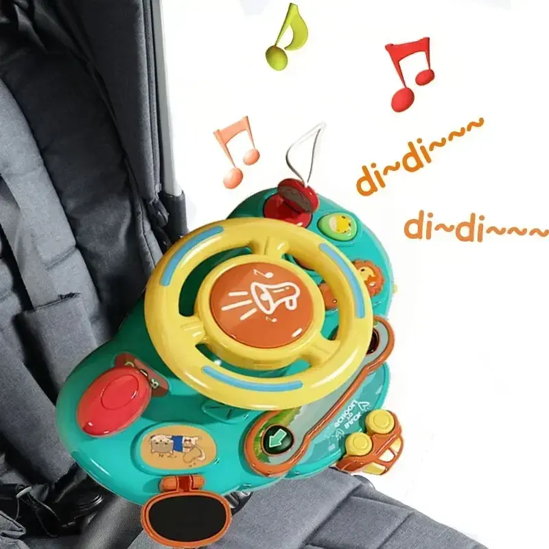 Unisex Plastic Battery-Powered Simulated Driving Steering Wheel Infant Toy - Copilot Stroller Early Learning Play Toy for 0-36 Months Toddlers, Ideal Gift (Batteries Not Included)