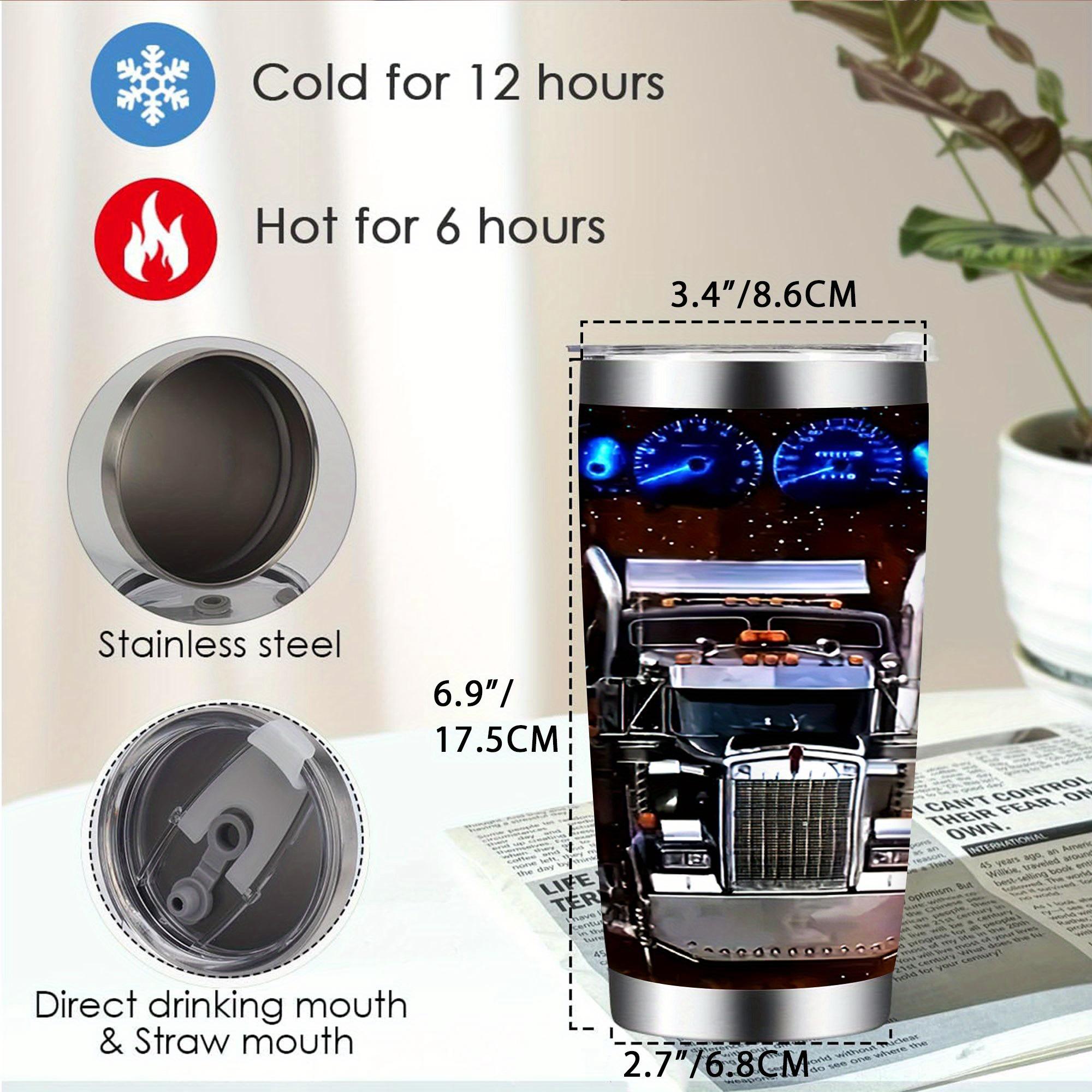 1 20 oz 70 foot and 40 ton semi truck mug, double wall vacuum insulated travel mug, leak proof cover, perfect gift for mom and dad, perfect for Christmas, Thanksgiving, Valentine's Day, Mother's Day, Father's Day, Birthday presents, coffee mugs