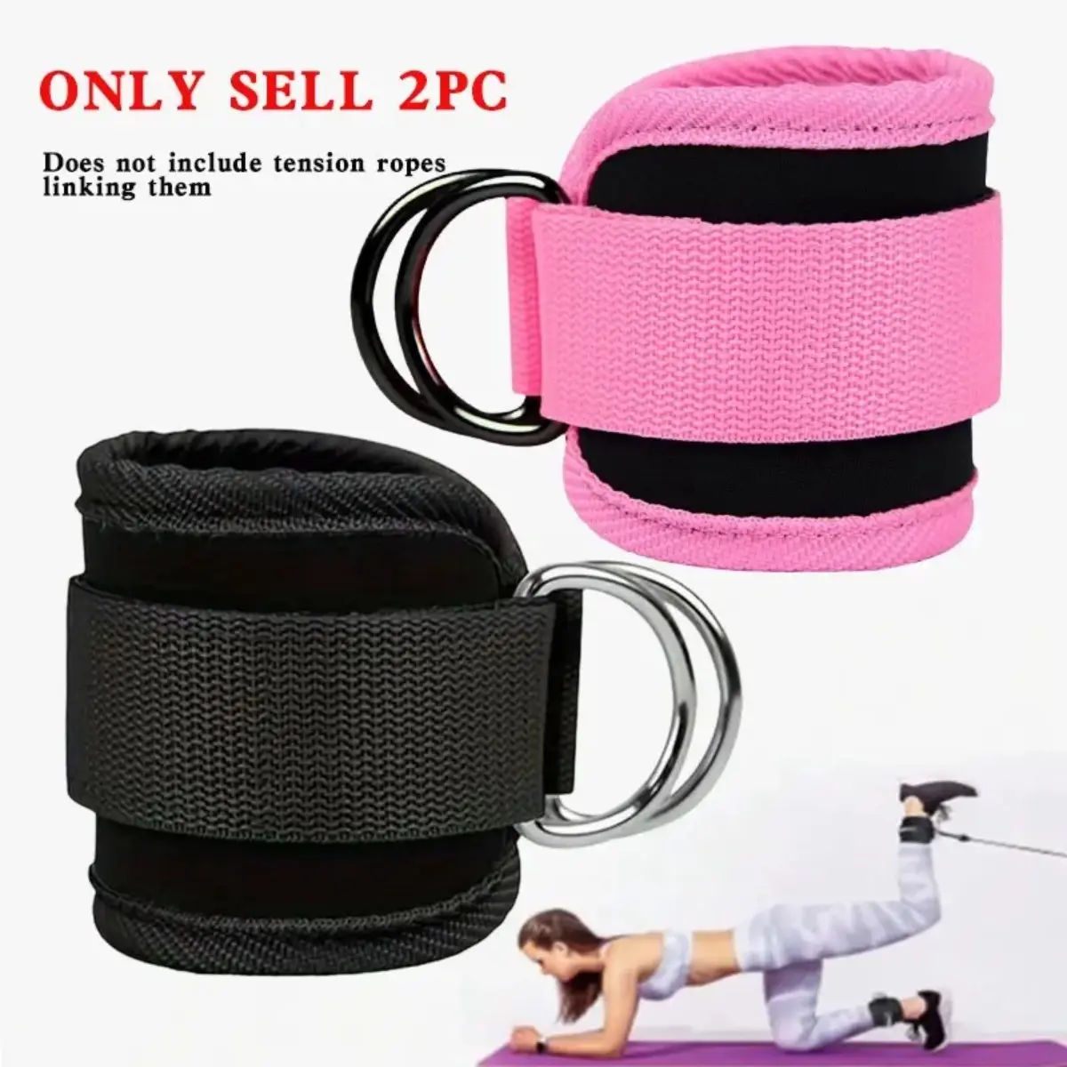 2PCS Adjustable Gym Ankle Straps - Adjustable Fit, Supportive Cushioning Training Aid for Cable Workouts, Resistance Training, Hip Thrust Attachment Ankle Weights, Leg & Hip Strength, Gym Accessories, Strength Training Gear, Fitness Exercise Accessories