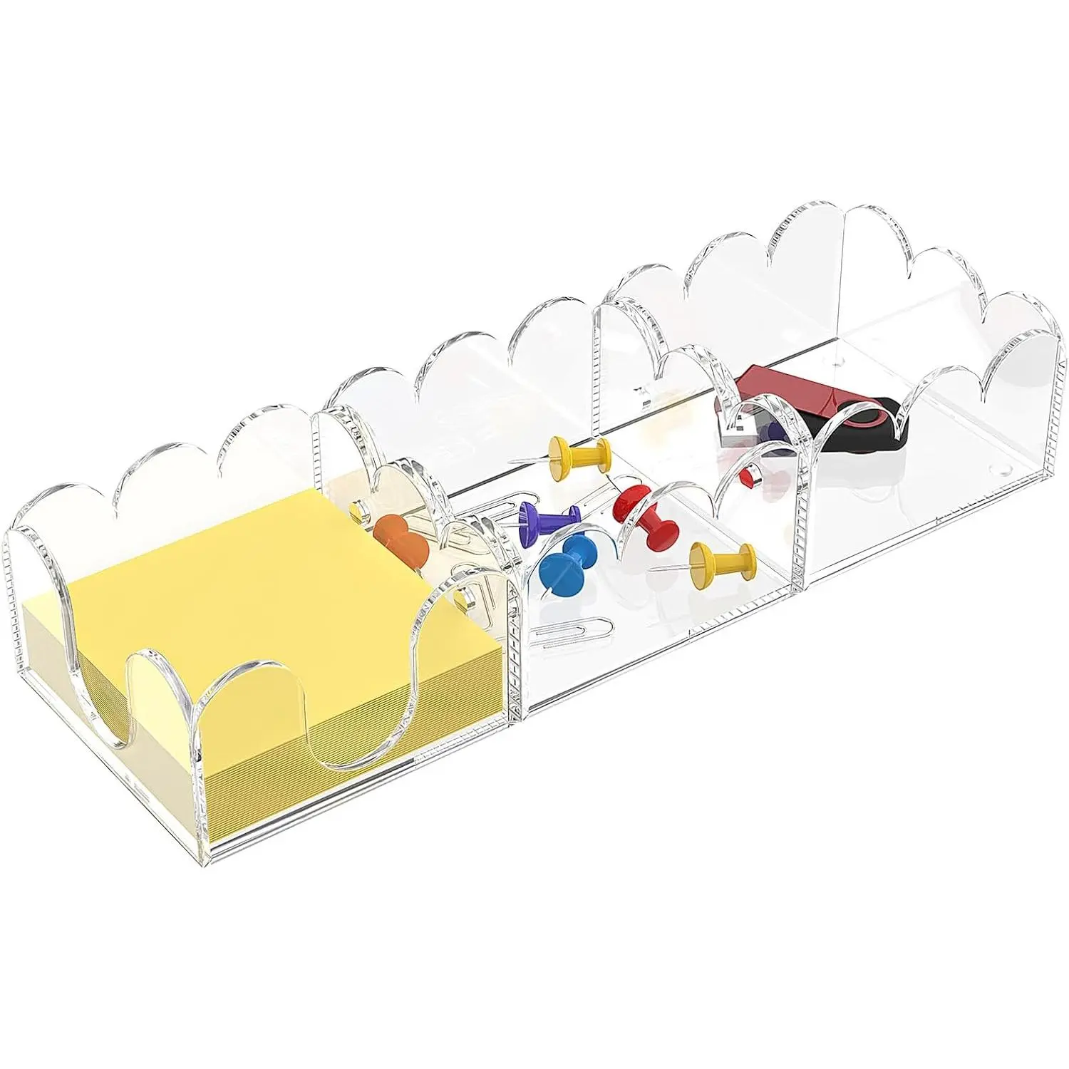 Magnetic 3-in-1 Acrylic Sticky Note Holder Dispenser | Modern Desktop Organizer for 3x3 Post It Notes & Memo Pads with Non-Slip Base | for Productive Workspace at Office, Home or School | Clear