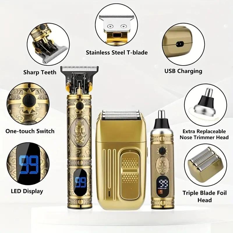 Electric Hair Clipper Set for Men's Gift, 1 Set Professional Barber Hair Clipper Machine, Beard Trimmer Shaver Kit