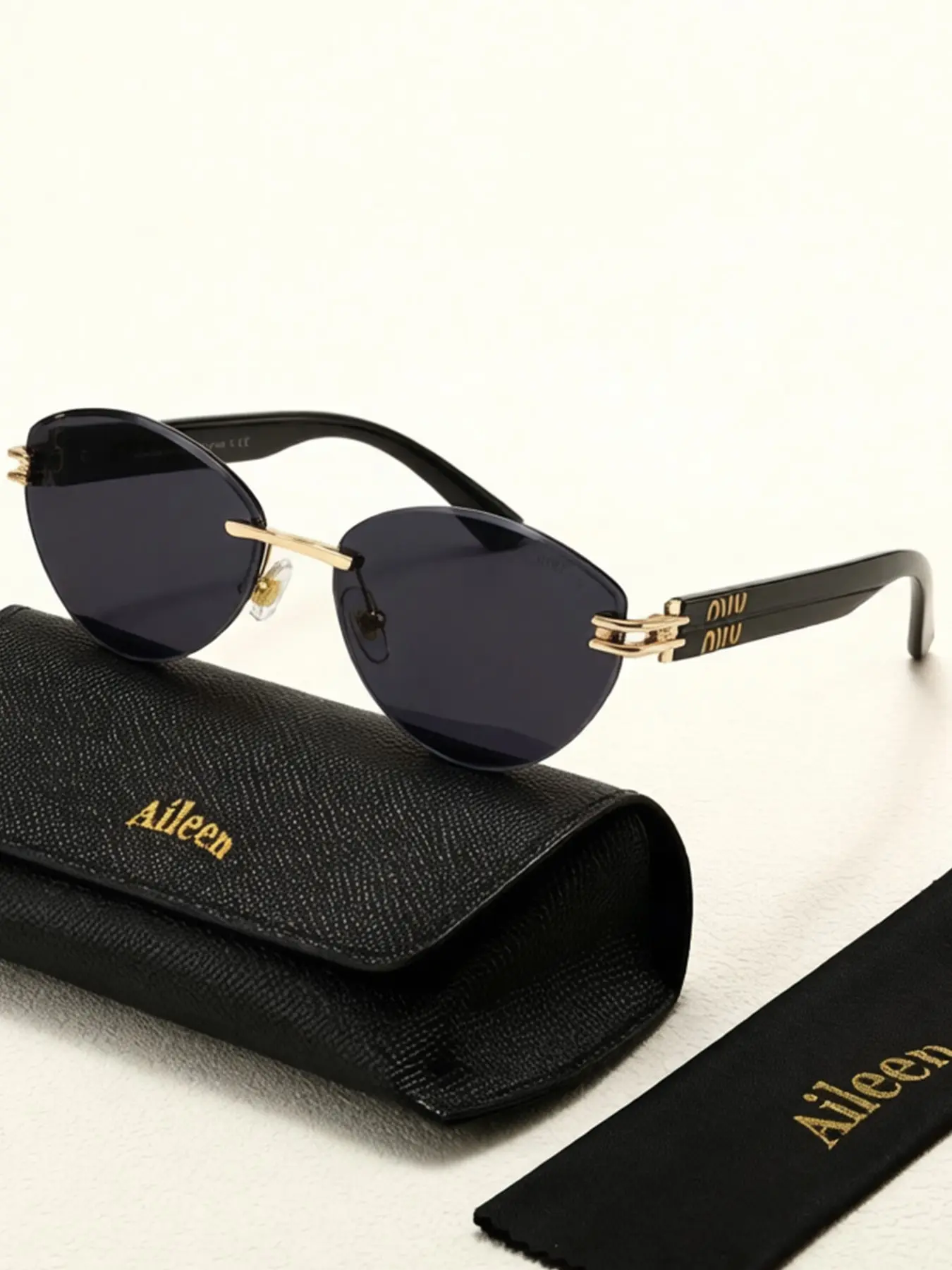 New Frameless Fashion Glasses, Luxurious Style, Includes Case, Ideal for Daily Use, Gifts, Beach Parties, Vacation Travel