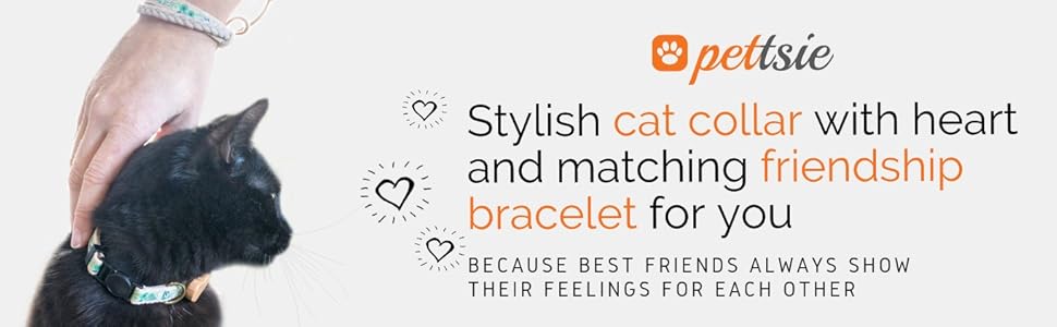Pettsie Cat Collar with Heart, Safe Breakaway Buckle, Matching Friendship Bracelet, Soft and Comfortable Cotton for Sensitive Skin, Carton Box, Easy Adjustable 8-11 Inches, Green Pettsie Cat Collar with Heart, Safe Breakaway Buckle, Matching Friendship Bracelet, Soft and Comfortable Cotton for Sensitive Skin, Carton Box, Easy Adjustable 8-11 Inches, Green