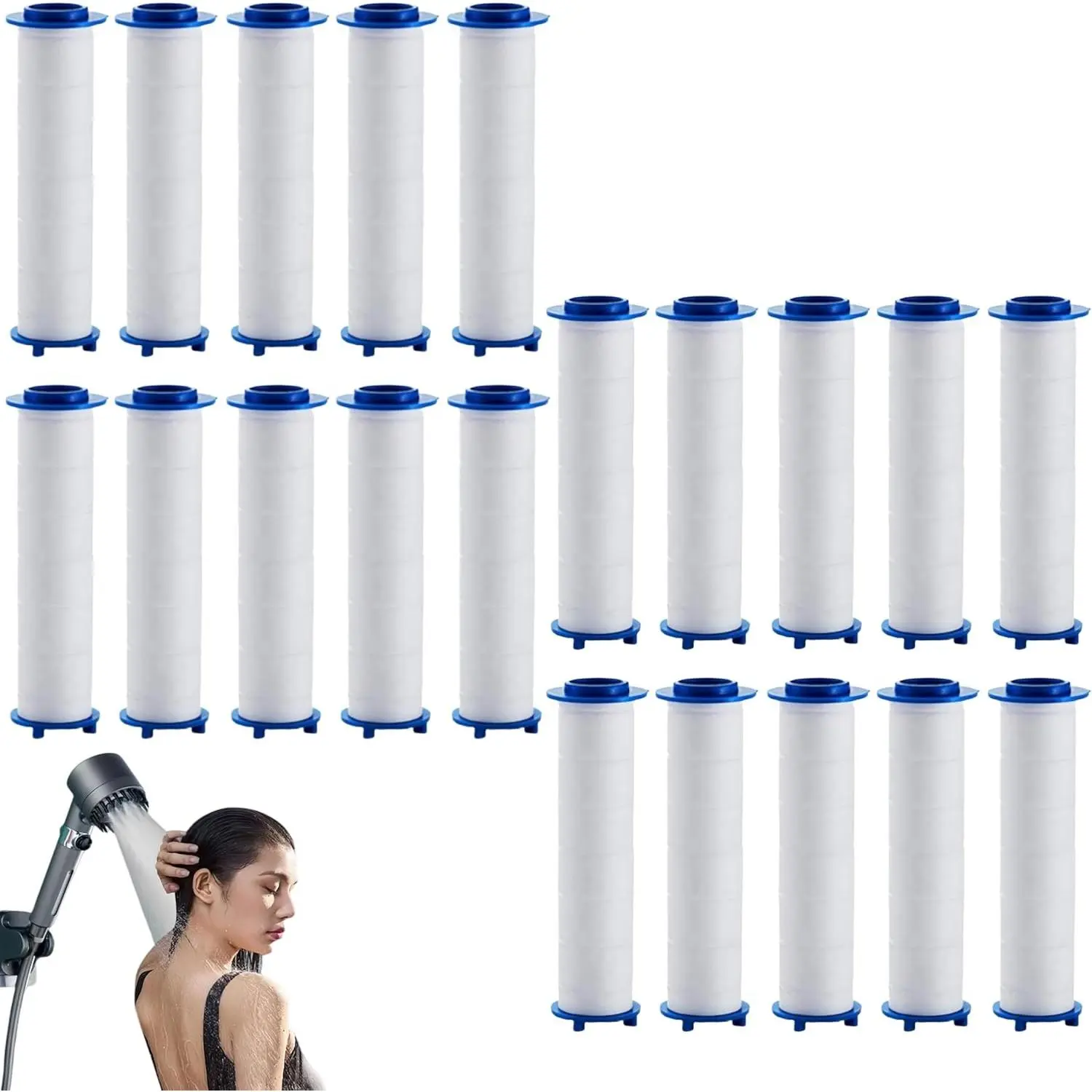 20Pcs ShowerHead Filters, 2.75 Inch Ion Shower Dropse Head Filter PP Cotton Replacement Cartridge, Water Filter Core Cotton For Handheld Showerheads.