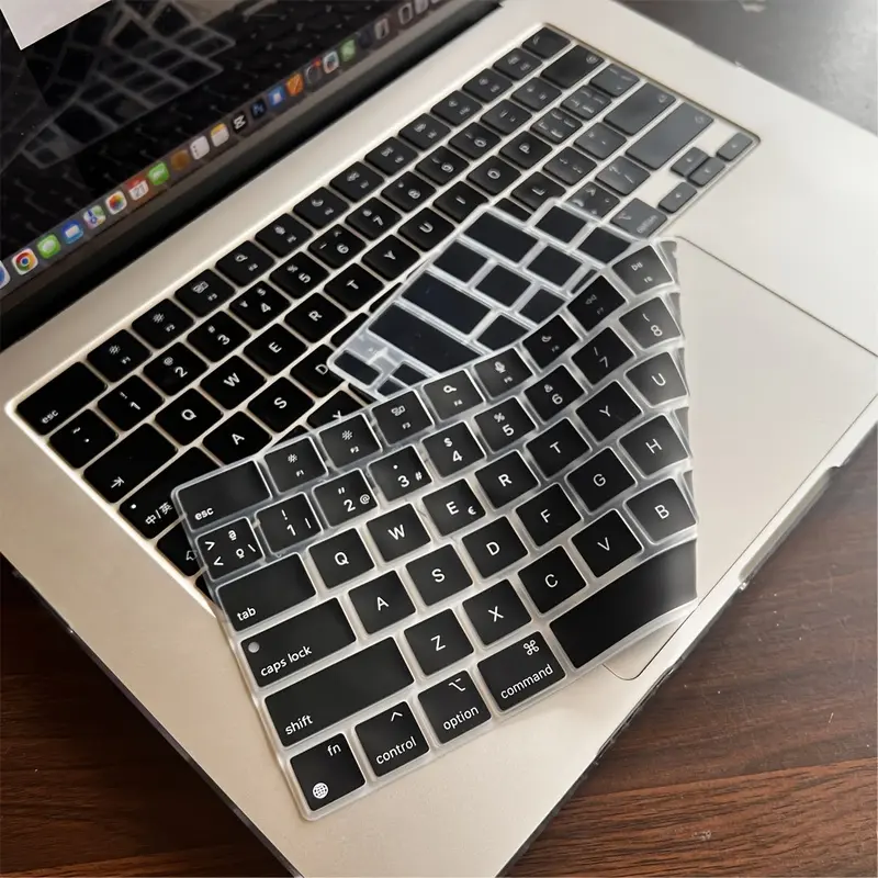 Keyboard Cover Skin for Macbook Air 38.1 cm 2025 M4 A3241 M3 A3114 M2 A2941/Air 13.6 A3240 A3113 A2681/Pro 14/16 M4 M3 M2 M1, EU/US  Black