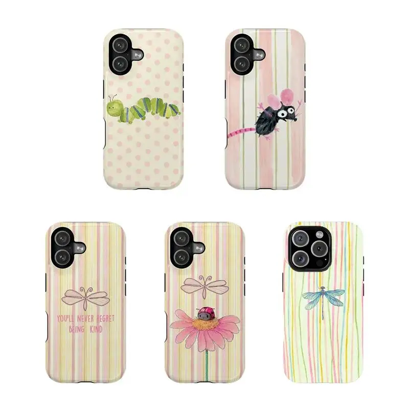 Cute Watercolor Dragonfly Bug Animal Phone Case,Cottagecore Kids Aesthetic durable phone Cover,for iPhone 17 16 15 14 13 12 11 8 7 for Samsung Series,Shockproof Protective Dual-Layer design phone case,trending phone Cover,perfect gift