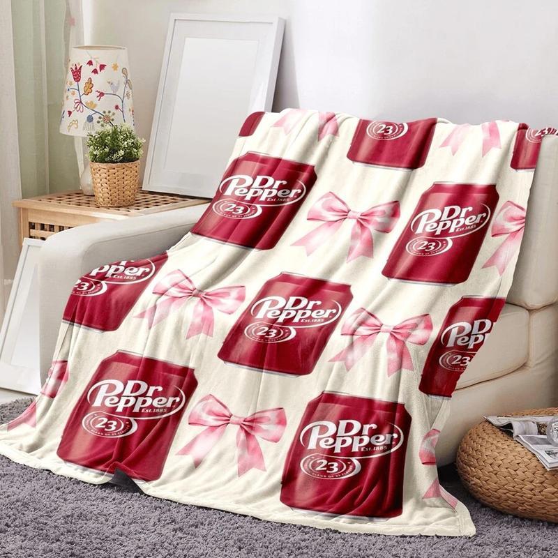 Unique Dr. Pepper Print Blanket, Ultra-Soft, Comfortable Sofa Or Bed Blanket, Vibrant Digital Print, Perfect For Sofa, Bed, Office, Travel- Machine Washable, Ideal Gift For Men And Women, Cute dr pepper themed gift-280GSM