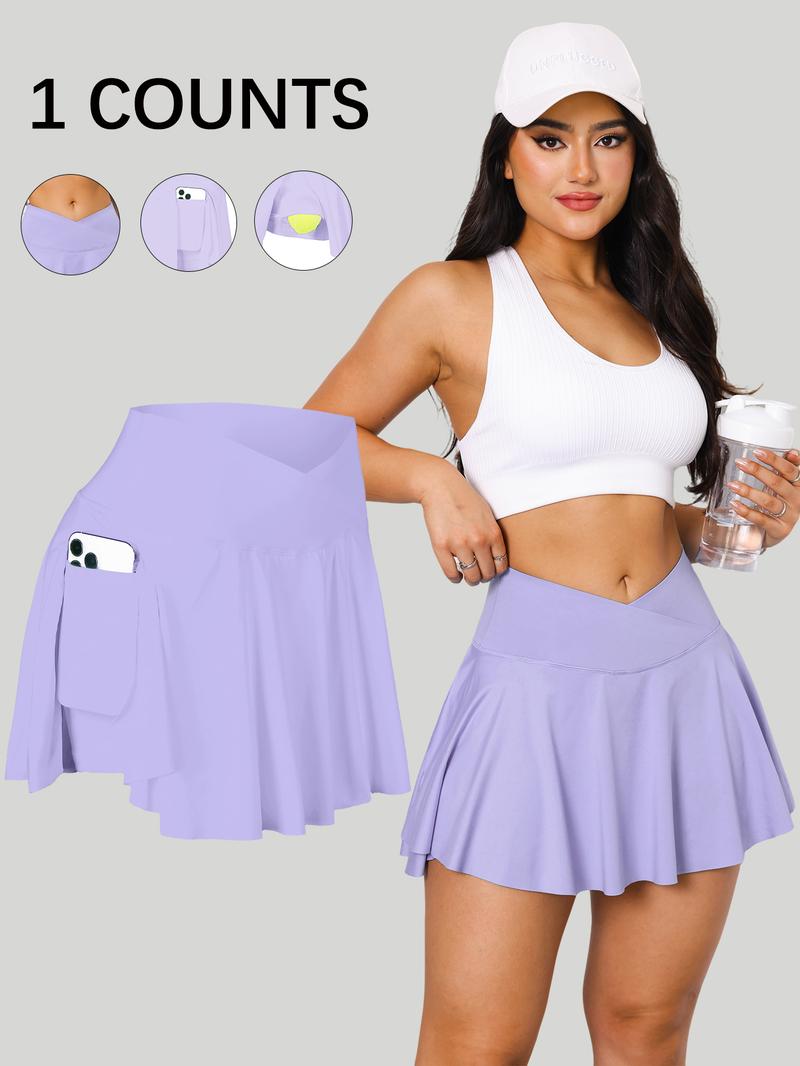 Women's Solid Color Pleated Skirt, Casual Sporty Mini Skirt for Tennis Golf Workout, Ladies Bottoms for All Seasons Tennis Attire
