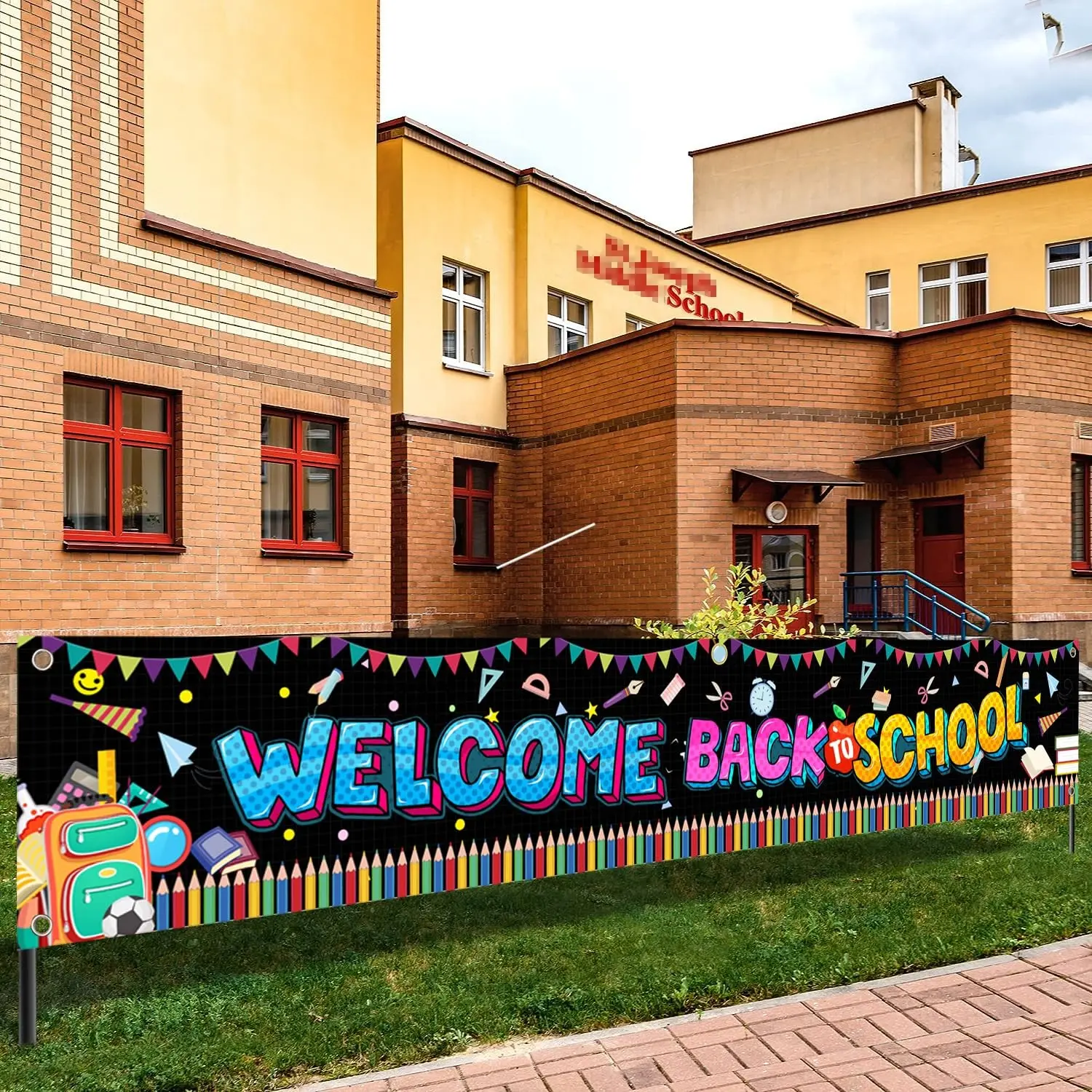 Extra Large Welcome Back to School Banner, 118x20 inches, for Back-to-School Courtyard Signs, Classroom Decorations, First Day of School Signs, Back-to-School Banners, Back-to-School Decorations