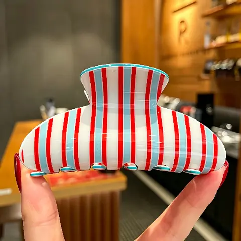 Women's Colorful Striped Hair Clip, Vintage Style Ponytail Holder, Fashionable Hair Accessory, Perfect for Daily Use, Ponytail Claw Clip, Clips For Hair