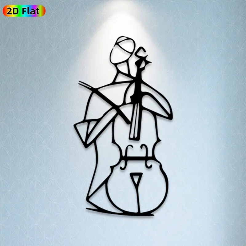 1pc Cello Player Metal Wall Art,Cello Musician Statue Mural, Ideal Gift for Christmas, New Year, [Elegant]Metal Wall Decor Wall Sculptures, Perfect for Living Room Wall & Garden Fence Music Art Enthusiasts