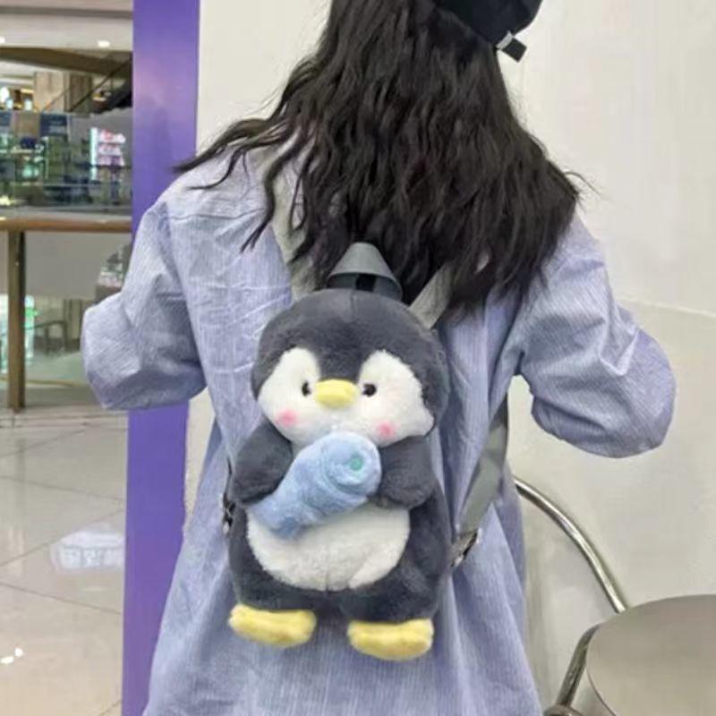 Cute Plush Penguin Backpacks Women Cartoon Fun Shoulder Bag New Trendy Personalized Girl Fashion Rucksack Kawaii Animal Knapsack
