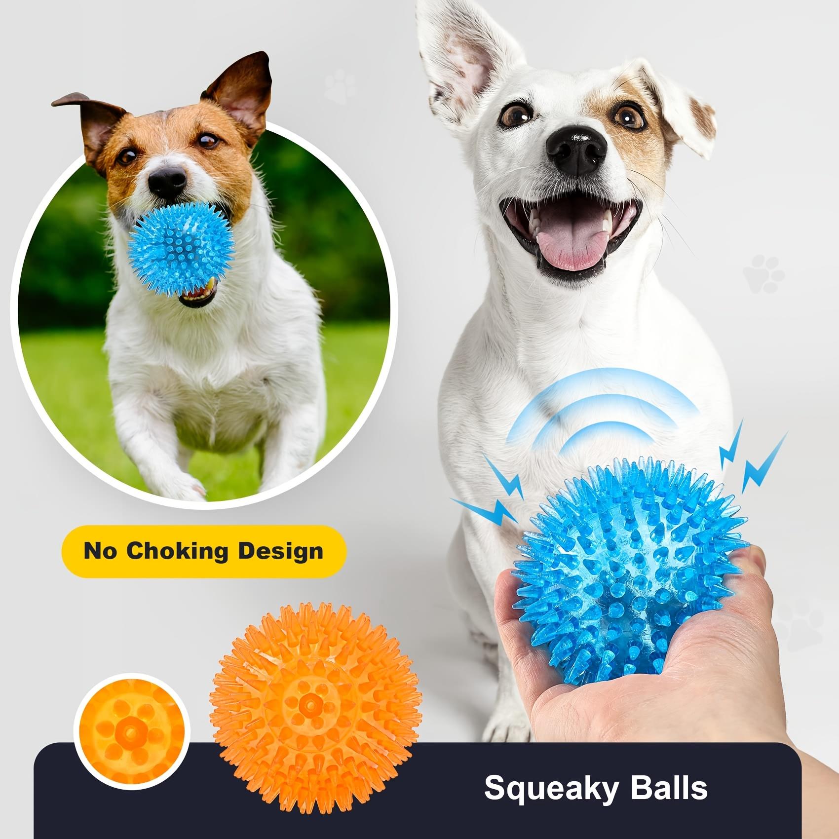 Dog Toys Ball, 3/4/6 Pack Squeaky Dog Toys, Durable Dog Toys for Aggressive Chewers, Spiky Dog Ball for Clean Teeth And Training, Fetch Toys for Large Dogs, Puppy Chew Toys for Teething