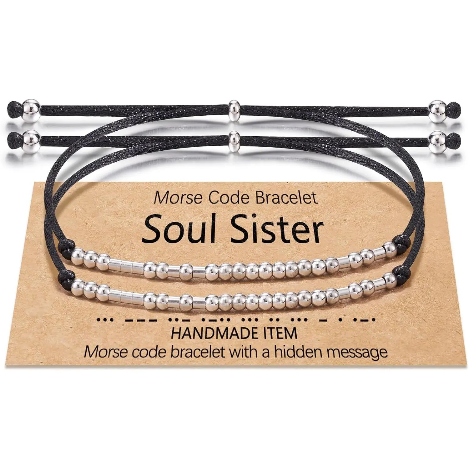 Morse Code Bracelets for Women Men, String Bracelets, Inspirational Bracelets for   Unbiological Sister Daughter Niece Adjustable Bracelets