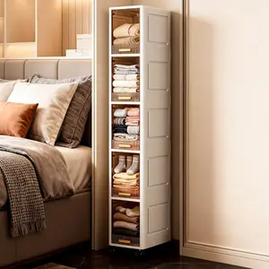 20cm Space-Saving Storage Cabinet, Multi-Layer Shelf for Bathroom Toilet Paper Organizer, No Drilling Sink Counter Cosmetics Holder