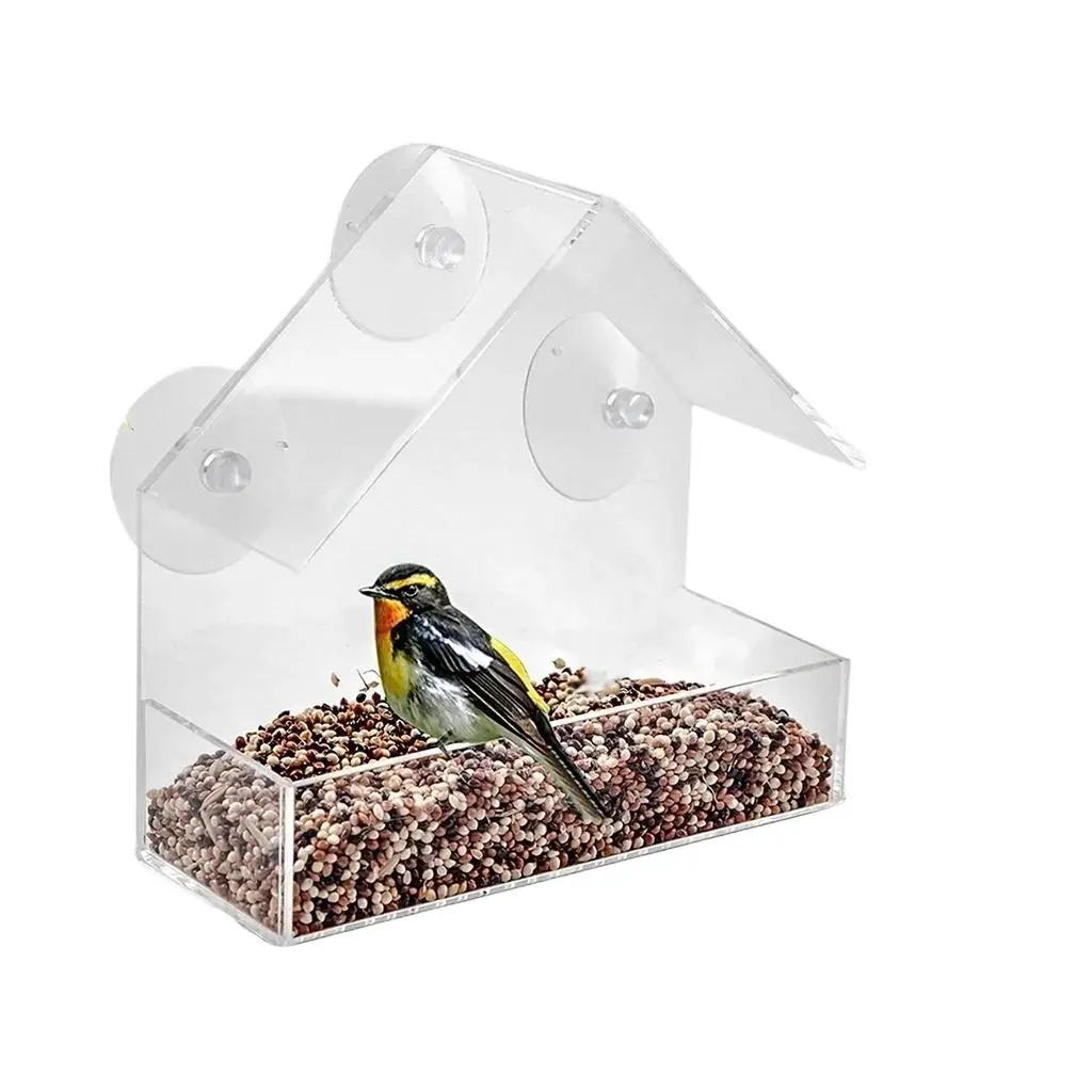 Large Open Acrylic Window Feeder with 3 Heavy-Duty Suction Cups, Sliding Tray, Easy Refill, Bird-Friendly Design - Kids' Educational Garden Toy, Holidays Gift for Enthusiasts to Observe Wild Birds Up Close