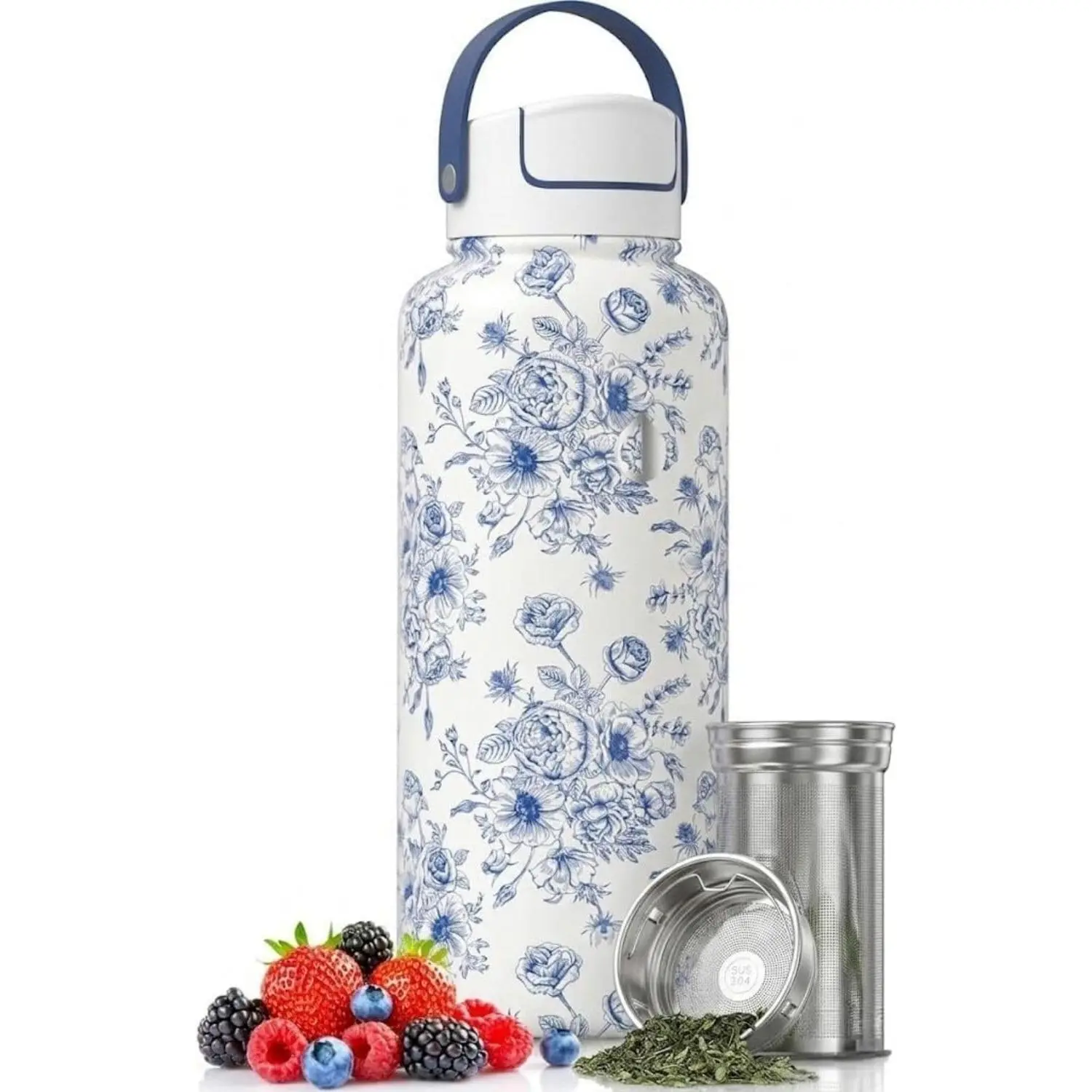 32 oz Ceramic Lined Tea Infuser Travel Tumbler, Micro-Mesh Stainless Steel Infuser, Pure Taste Ceramic Interior, Triple Insulated 12hr Hot Cold, Dual Sip & Straw Lid, Scratch-ResistantGift.