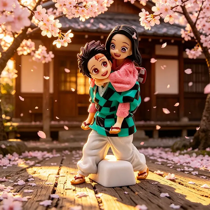 Demon Slayer Brother and Sister Figure, 12.8cm PVC Statue, Detailed Design, Warm Scene Replica, Perfect for Fans and Collectors