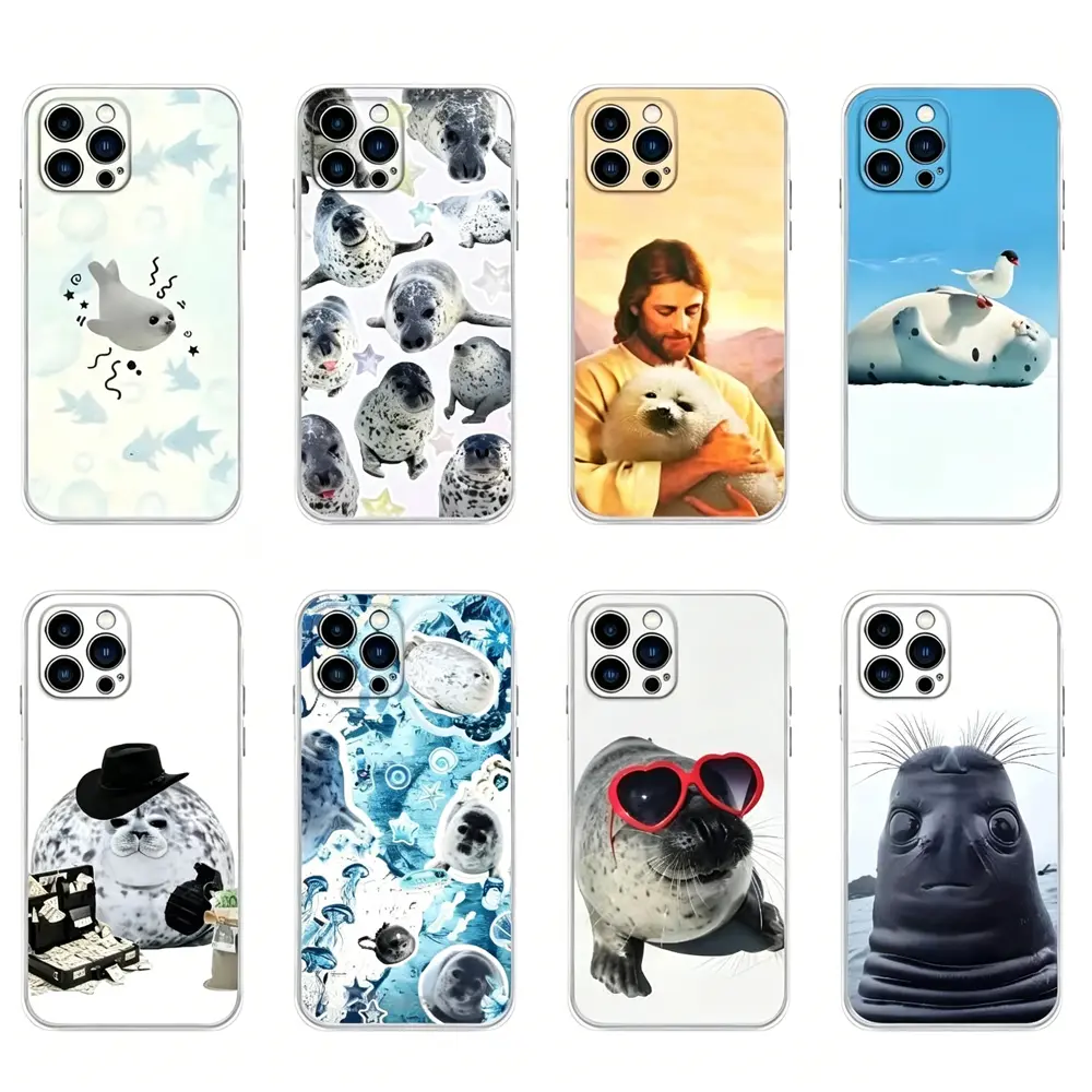 Eco-Friendly Seal Design Shockproof Phone Cases - Multi-Model Drop Protection, Fits iOS, Compatible with iPhone 17, Air, 16 Pro Max, 15, 14 Plus, 13, 12, 11 - Mobile Phone Accessories