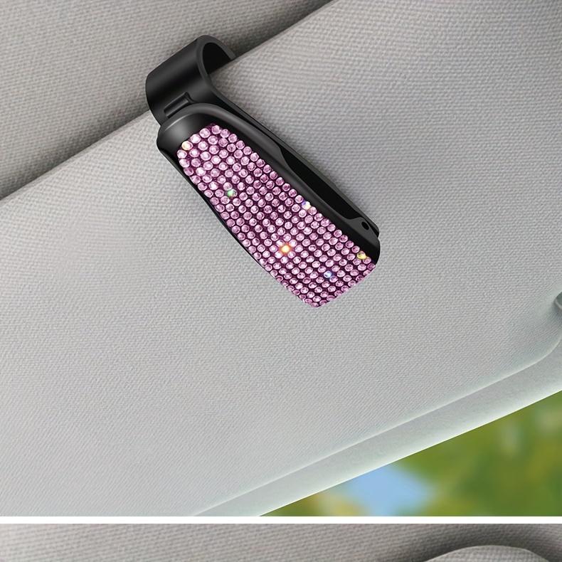 1pc Sparkling Rhinestone - Car Sun Visor Clip - Multifunctional Fashion Glasses Holder for Vehicle Interior Accessories