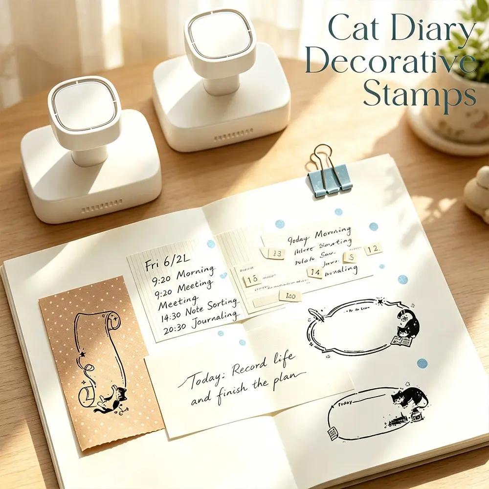 Handmade Border Decoration Stamp, Automatic Ink Border Rubber Stamp, Ideal for Diaries, Planning Notebooks, Scrapbooking Supplies