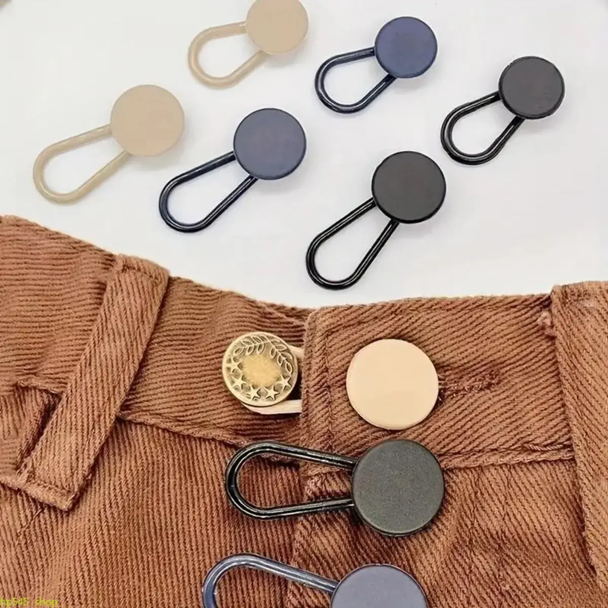 Adults' 6-Pcs-in-1 Multi-Size Elastic Band Waistband Extender, Removable No-Sew Denim Button Extender, Durable Plastic Casual Jeans Accessory