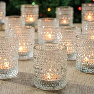 24 Pack Clear Glass Votive Tealight Candle Holders DIY Wax Filling for Wedding Home Table Decoration