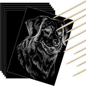 25 Pieces Scratch Paper Art Set Craft Kits Black Coated Scratchboard Black Scratch Off Paper with Wooden Stylus for Valentine Gifts Birthday Party Suppliesfidget toys
