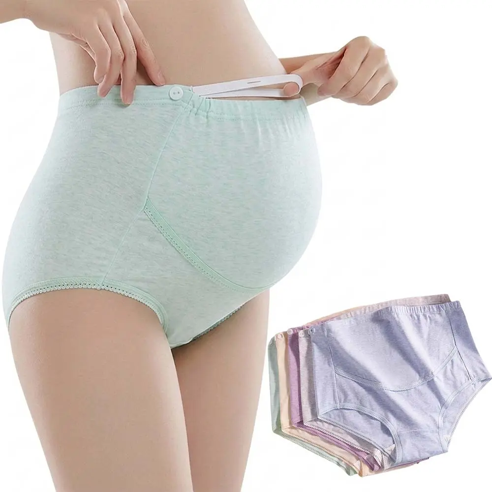 MUSBUY Women's 5-Pack High-Waist Full Coverage Seamless Stretchy Elastane-Cotton Lined Maternity Underwear - Adjustable Belly Support, Soft Cotton Crotch, Plus Size (M-5XL) for Pregnancy Postpartum Daily Wear, Button