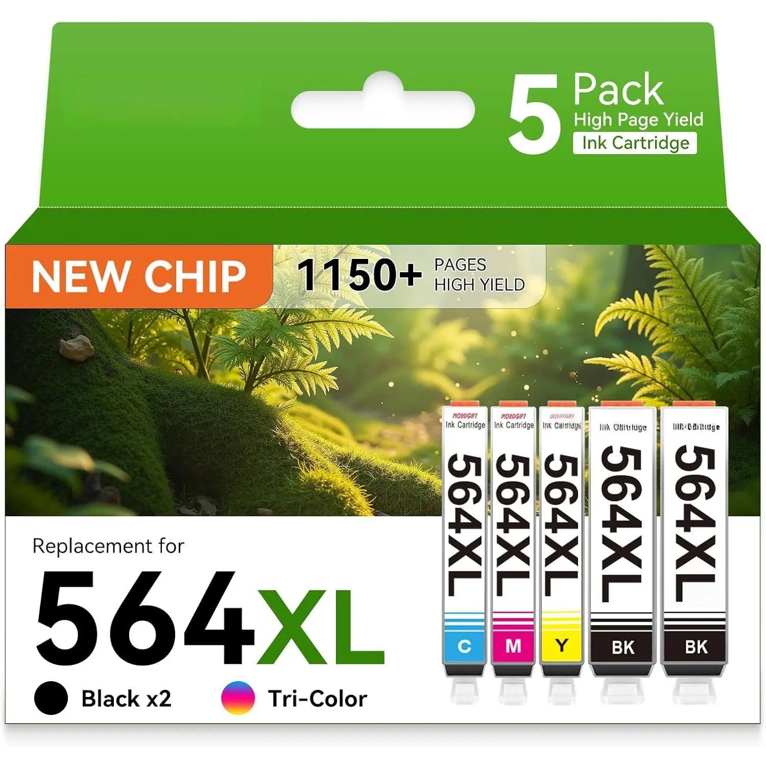 564XL Ink Cartridges  for  564XL Compatible with DeskJet 3500 OfficeJet 4620 PhotoSmart 5510 5520 6510 B8550 C6300 D5400 D7560(2 Black, Cyan, Magenta, Yellow, 5 Combo Pack)