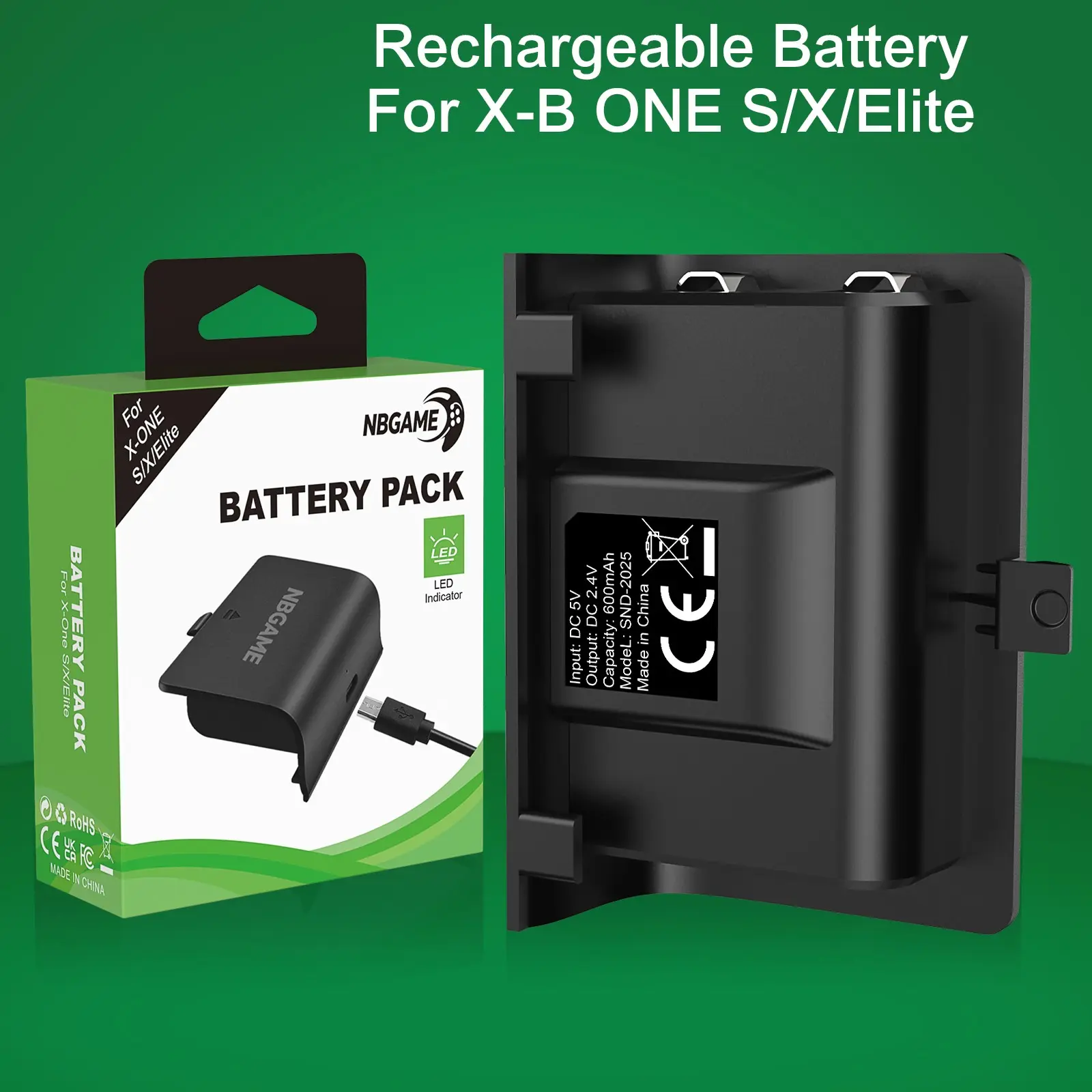 Xbox Series Controller Rechargeable Battery Console Accessory, 600mah Long Lasting, LED Charging Indicator, Smart Chip Protection, Eco-Friendly, Durable