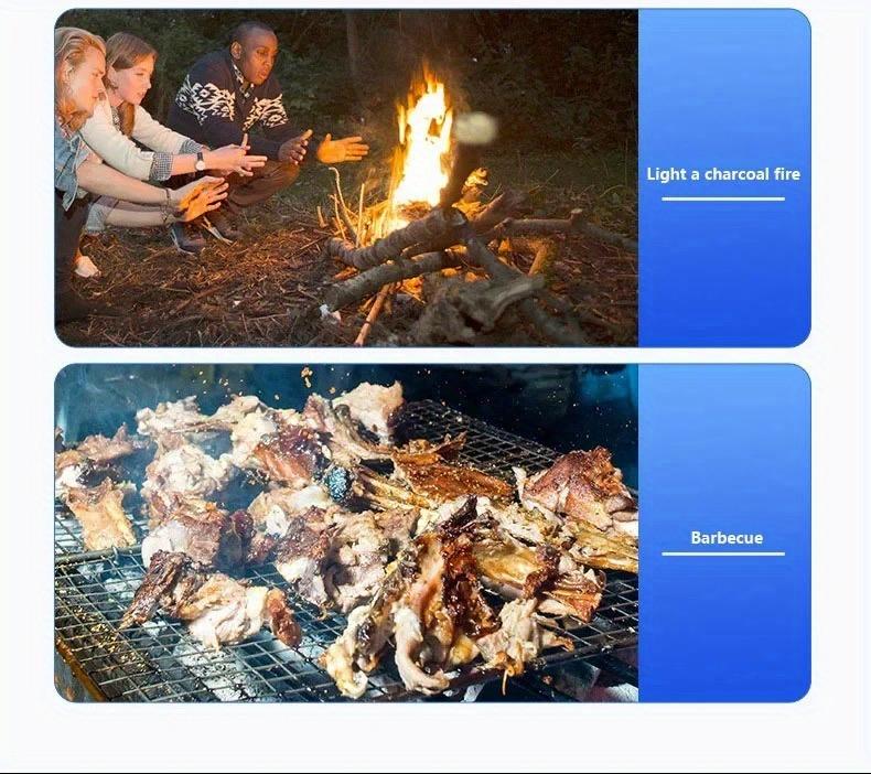 Portable High Fire Metal Lighter, with Safety Lock & Adjustable Flame, Multifunctional Kitchen Barbecue Cigar Lighter, Outdoor Windproof Turbine Gas Lighter, Men'S Gifts (No Gas), Without Battery