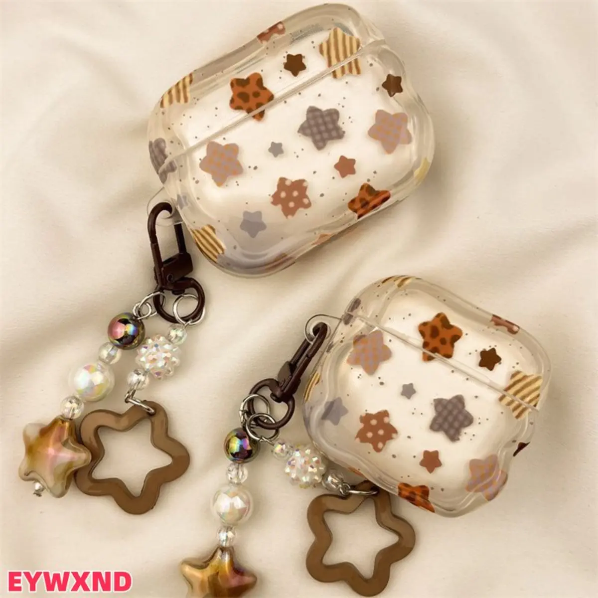 EYWXND Checkered Star Pattern AirPods Hard Shell Earphone Case, Slim Fit & Lightweight, Suitable for Wireless Earphones, Everyday Carry & Outdoor Activities