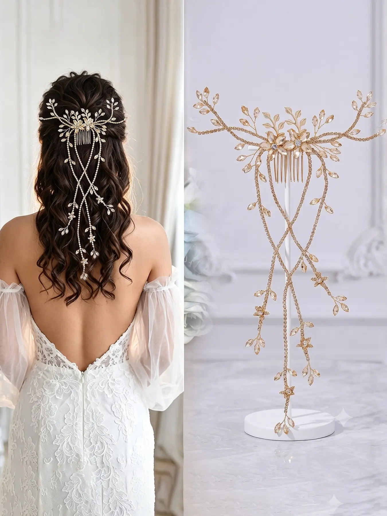 Handmade Rhinestone Tassel Hair Accessory, Elegant Wedding Bride Party Evening Headpiece, Versatile Daily Casual Hairstyle Decor