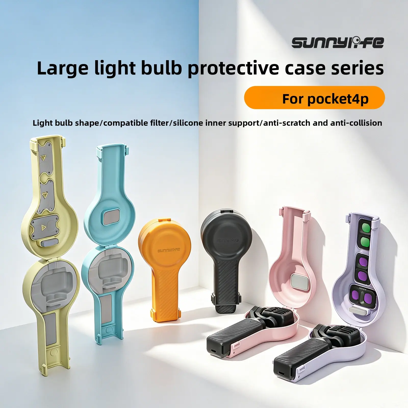 Sunnylife Pocket 4P Large Bulb Storage Box Lollipop Protective Case Anti-drop Protective Box with Filter