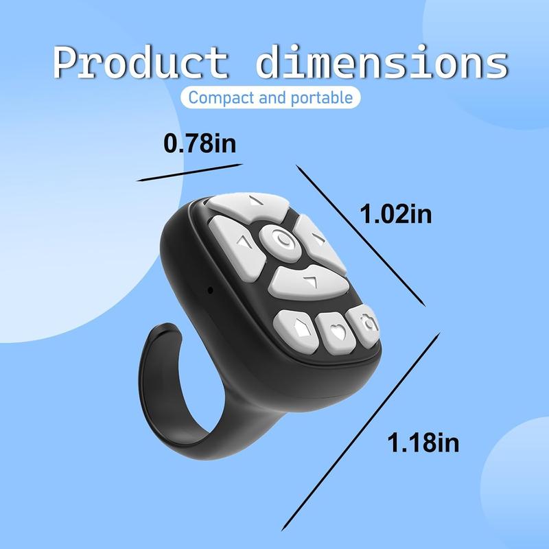 Bluetooth TikTok Ring - Finger Wearable Scrolling Remote | Effortless Video Browsing for Smartphones | Lightweight & Rechargeable (Black) Tech Accessories Camera