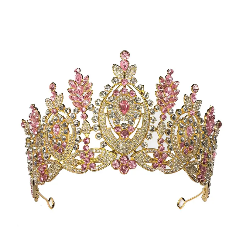 Alloy Rhinestone Baroque Crown Headpiece Bridal Hair Accessory European and American Pageant Crown Princess Wedding Accessory