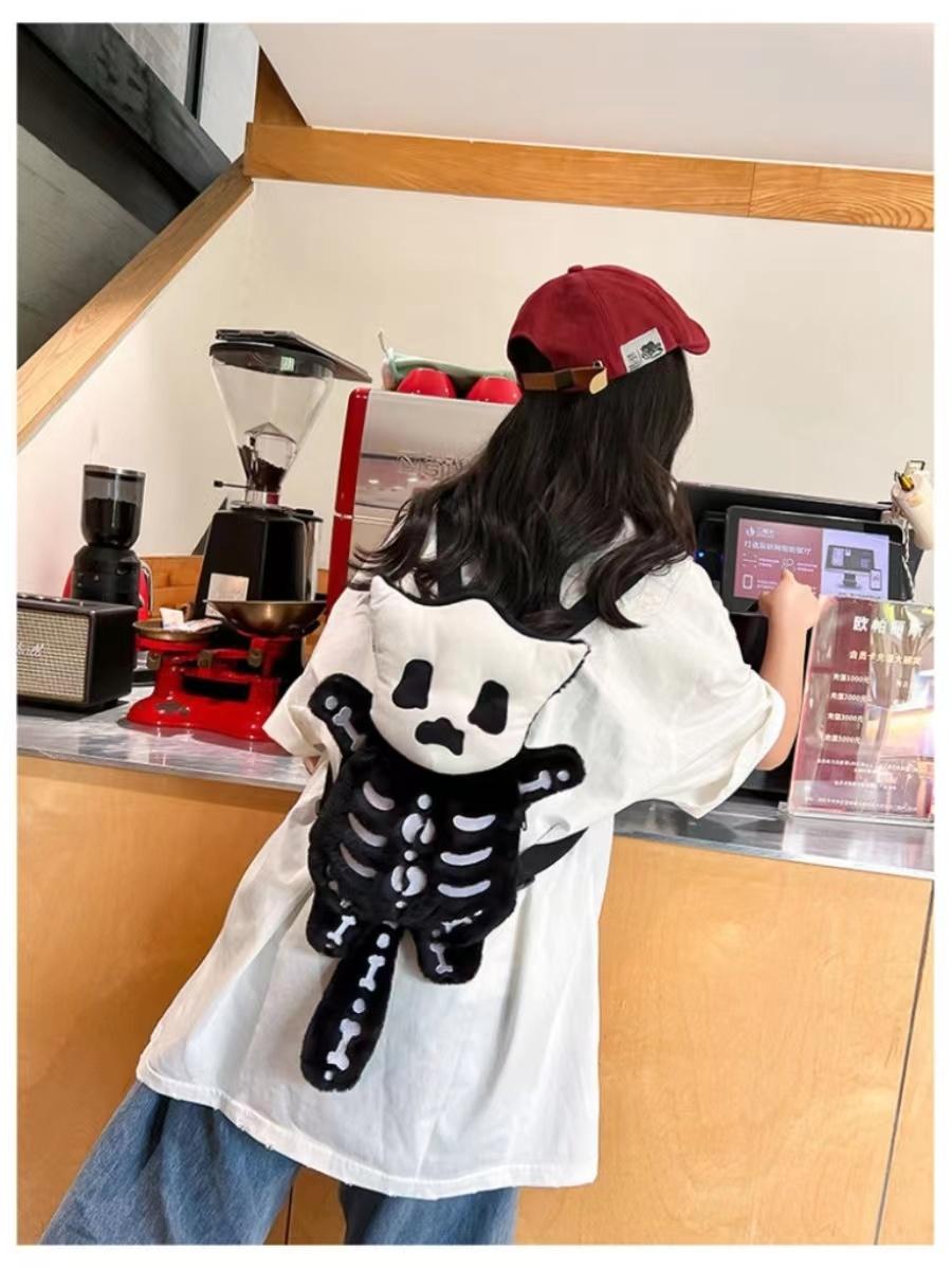 Y2K Novelty Cute Plush Backpack Cool Gothic Knapsack Harajuku Girl Street Personality Backpacks Fashion Women's Travel Rucksacks
