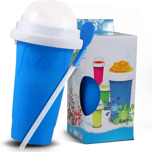Slushy Cup, Freeze, Squeeze and Enjoy!Slushie Magic Cup, Homemade DIY  Gadget with Lid & Straw Spoon  350ML, Washable, BPA free Kitchen Utensils Mug
