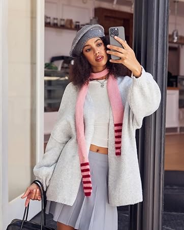 Saodimallsu Womens Oversized Cardigan Sweaters Open Front Chunky Knit Casual Long Lantern Sleeve Fall Sweater Coats chunky  cardigans  for  women SpringStatements