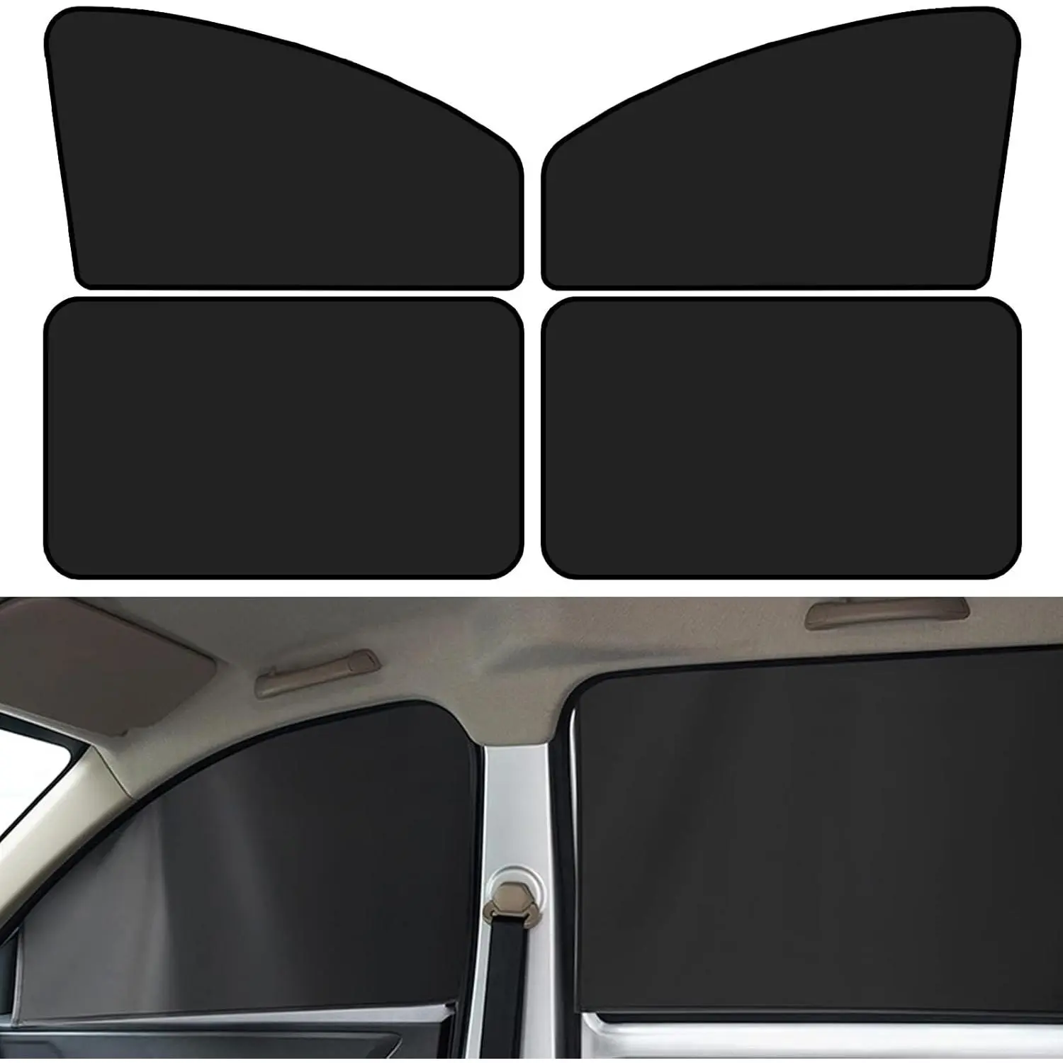 Car Side Window Sun Shades, Shades with Magnets, Shade for Baby, Blocking & Protection Privacy Covers Auto Accessories (Double-sided Black)