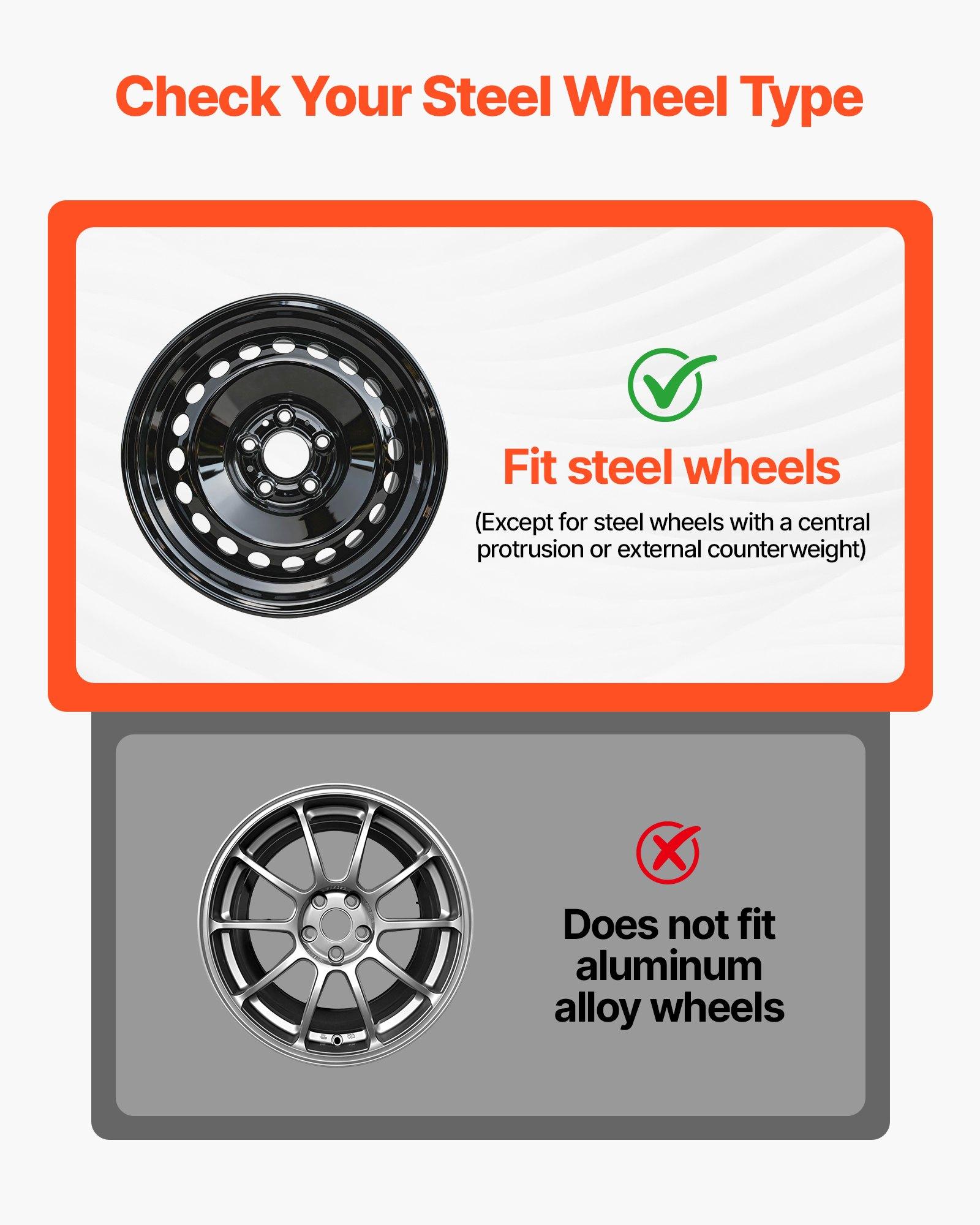 VEVOR Hubcaps Wheel Covers, 16 Inch Set of 4 Wheel Rim Cover Hubcaps OEM Replacement, R16 Size Snap On Car Hub Caps, Universal 10-Spoke ABS Tire Rim Caps for Hyundai Chevrolet Ford Honda, Silver/Blac