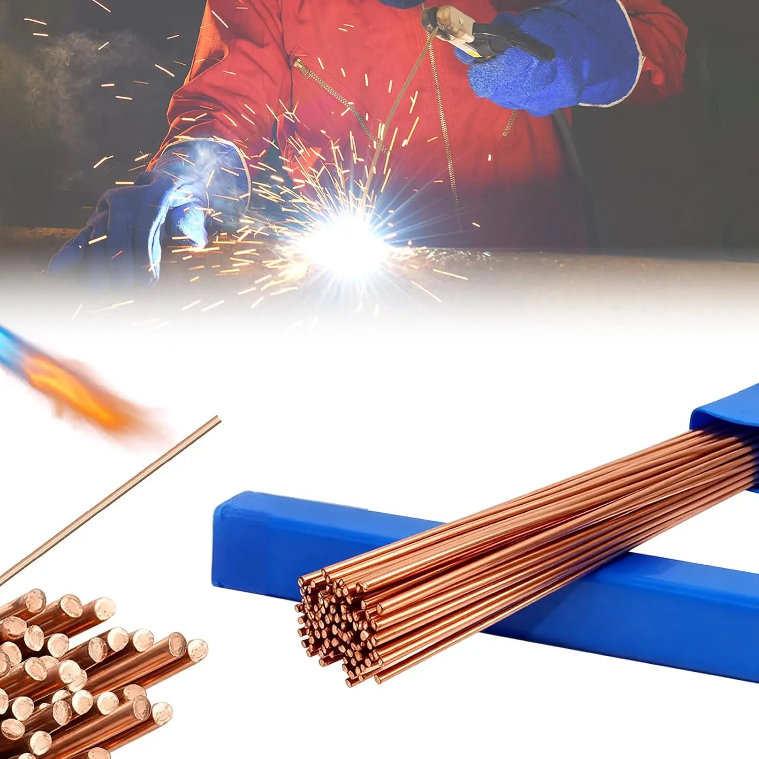 50 count Brazing Rods, 5/64" X 9.84" Brass Solder, Bcup-2 Copper Solder, Brass Welding Rod, Copper Brazing Rods No Need for Flux for Air Conditioner Refrigerators Pipe Gas Crafts DIY
