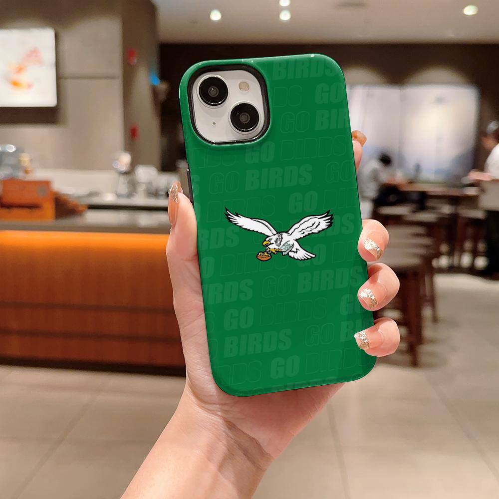 Go Eagles Football Phone Case , Shockproof Rugged Cover Dual Layer Soft TPU Hard Bumper Hard Shell for iPhone 11 12 13 14 15 16 17 Pro Max Plus Air X XR 7 8 XSMAX