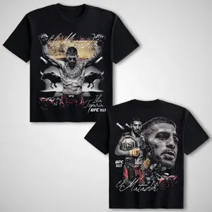 Graphic T-Shirt UFC Ilia Topuria Champion Short-Sleeve Round Neck Soft Cotton Tee, MMA Boxing Graphic Apparel, Unisex Casual Fashion Streetwear Camiseta, Sport Gift for Fans, Summer Verano Outfit